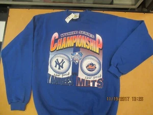 2000 world series blue sweat shirt size med mets vs yankees new w tag - Picture 1 of 4