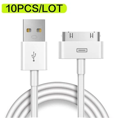 10PCS/LOT iPhone 4s Cable 30-Pin USB Sync Charging Data Cable for iPod 1m 3ft - Image 1 of 4