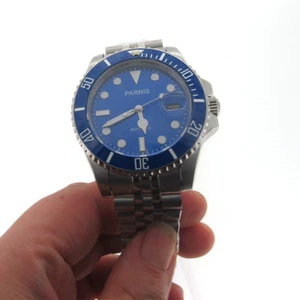 Parnis Herrenarmbanduhr Saphir Miyota 8215 Automatikwerk blaues Zifferblatt Uhr - Bild 1 von 12