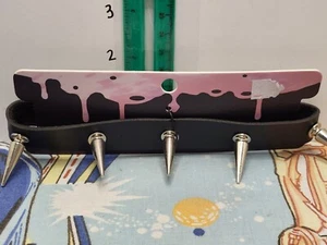 Black Leather Spiked Choker Necklace - Picture 1 of 2