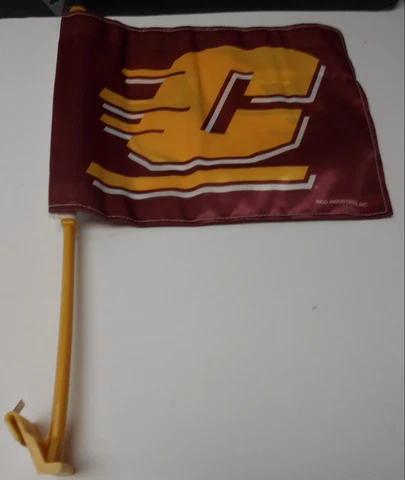 Central Michigan Chippewas Car Flag. Gold Pole.  Printed both sides.    #589 Cover