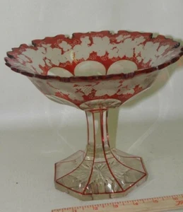 ANTIQUE 19C MUSEUM QUALITY EGERMAN BOHEMIAN RUBY RED GLASS COMPOTE CENTER PIECE - Picture 1 of 1