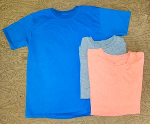 CHILDREN'S PLACE ~ FRUIT OF THE LOOM Lot of 3 Boys T-Shirts Gry/Blue/Org 10/12 - Picture 1 of 1