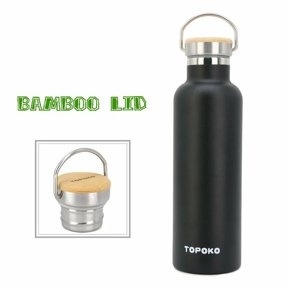 TOPOKO 25oz Stainless Steel Insulated Water Bottle, Leak Proof Bamboo Lid Handle - Image 1 of 1