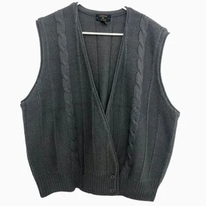 Charter Club Men's Wool Vest Button Cross Over Grandpa Size 42 Grey - Picture 1 of 9