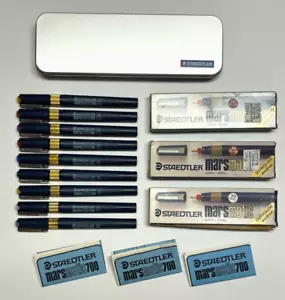 RARE Staedtler Marsmatic 709 Jewel DURAGLIDE PROFILM 700 J Technical Pen Set Lot - Picture 1 of 13