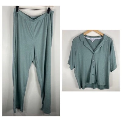 Nicole Miller 2 Piece Loungewear Pajama Sleepwear Set Sage Green Size Large NWOT - Image 1 of 4