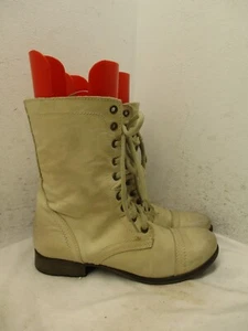 Steve Madden Troopa Marfil Crema Cuero Cremallera Encaje Militar Moda Botas Talla 8 M - Imagen 1 de 14