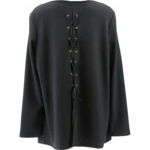 Rhonda Shear Women's Cowl Neck Lace Top , CHARCOAL , 3X - Picture 1 of 2