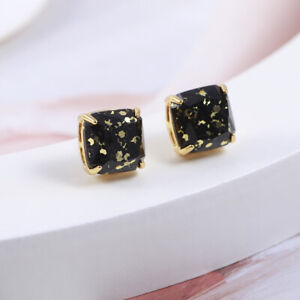 Kate Spade Sparkle Black Sequins Glitter Square Rhinestone Earrings