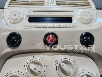 US STOCK FIAT 500 ABARTH NUEVO NEGRO BRILLANTE 3 X INTERRUPTOR DE TABLERO BOTÓN ANILLO CUBIERTAS ADORNO Foto 1 de 4