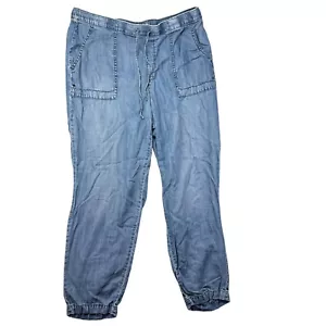 Chico’s Pants Women’s 2R Blue Chambray Ankle Drawstring Lightweight Pockets Boho - Picture 1 of 12
