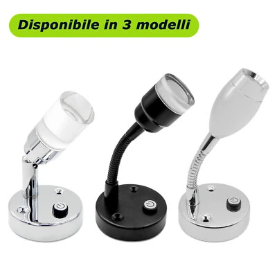 Lampada da Lettura a LED 12v Camper Faretto a Parete Luce Notturna Doppio Colore - Immagine 1 di 4