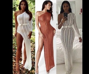 Women Evening Single Shovel Cable Net Large Knit Maxi Bodycon Sweater Dress