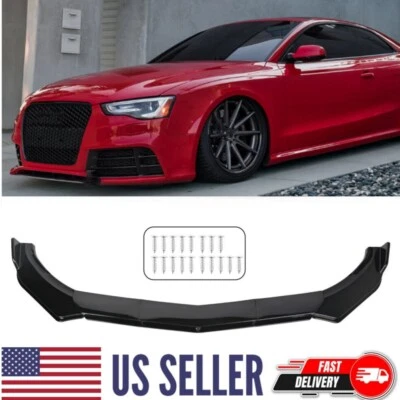 For Audi S3 S4 S5 A4 A5 Quattro Gloss Front Bumper Lip Spoiler Splitter Body Kit - Image 1 of 4