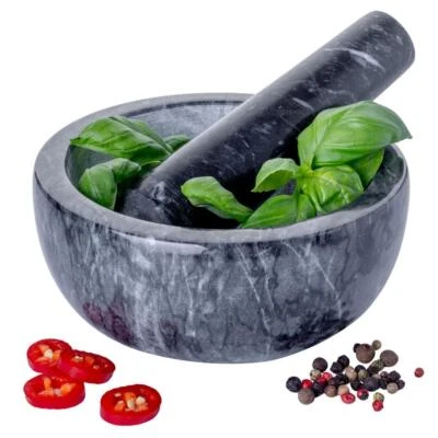 HOMIU Pestle & Mortar Set Marble Spice & Herb Crusher Grinder Home Kitchen Tool