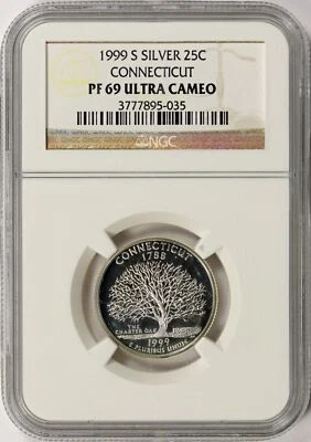 1999-S Connecticut Silver State Quarter 25c NGC PF69 Ultra Cameo - Image 1 of 4