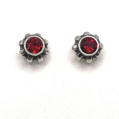 Brighton Dazzler Red Crystal Mini Post Earrings Antique Silver Tone Studs - Image 1 of 4