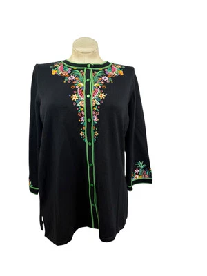 Bob Mackie искусство носить новый с Ярлыками женская вышитые фрукты кардиган Sz L - Изображение 1 из 4