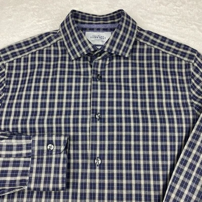 Charles Tyrwhitt Dress Shirt Mens 15.5-33 Blue/Gray Plaid Slim Fit Long Sleeves - Image 1 of 4