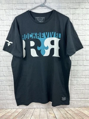 Rock Revival Black T-Shirt Men’s Sz L Graphic Print Crewneck Casual Logo USA - Image 1 of 4