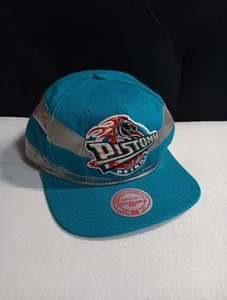 Mitchell & Ness Teal/Silver NBA Detroit Pistons HWC Snapback Hat Cap OSFA - Picture 1 of 7