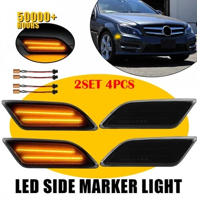 Luces de señalización laterales parachoques 4 piezas para Mercedes Benz C250 C300 C350 C63 2012-2014 EXC Foto 1 de 4