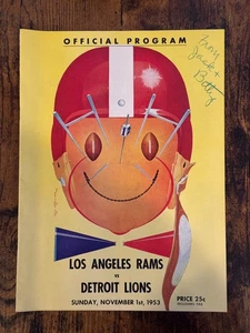 Vintage Los Angeles Rams vs Detroit Lions Official Football Program Nov 1953 - Picture 1 of 2