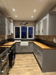Complete Solid Wood Shaker Style Kitchen In Grey With Solid Wood Worktop - Picture 1 of 12