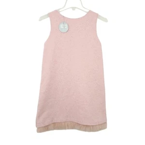 NEW Charabia Girls Dress Winter Size 12 Pale Pink Wool, Feathery Trim, Christmas - Picture 1 of 5