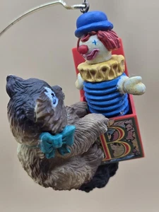 1987 Enesco Christmas Tree Ornament Kitten & Jack-in-The-Box   - Picture 1 of 4