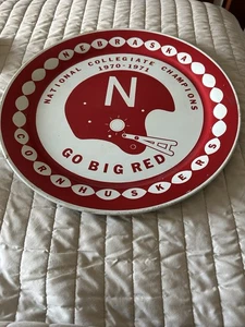 Large Vintage Metal Serving Tray Nebraska Cornhuskers 1970-71 National Champions - Picture 1 of 7