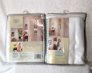 Neu in Verpackung Martha Stewart Everyday transparentes Voile-Panel weiß 60" B x 63" L Menge 2 Vintage - Bild 1 von 8