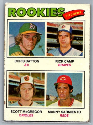 1977 Topps #475 1977 Rookie Pitchers ( Batton / Camp / McGregor / Sarmiento) - Image 1 of 2