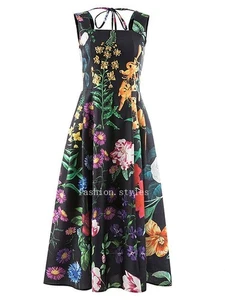 Vestido Suelto de Verano para Cuello Sin Mangas Estampado de Cintura Vestidos Ropa de Mujer - Imagen 1 de 20