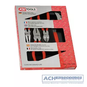 KSTools 115.1304 - Zangen Satz 4-tlg. mit PVC Schlauchgriff Kombizange Zangenset - Bild 1 von 1