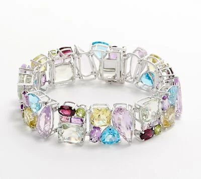 Brazalete de piedras preciosas Springtone de plata de ley QVC, 110,00 cttw tamaño 8" Foto 1 de 3