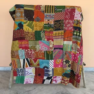 Indian Kantha Quilt Patchwork Reversible Blanket Gudari Throw Bedspread - Picture 1 of 3