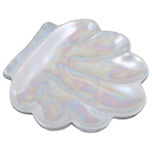 Ceramic Seashell Jewelry Tray - Iridescent Earrings Holder-QT