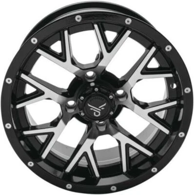QuadBoss Barbwire 14x7 4/110 Black Machined Wheel 608572 - Image 1 of 2