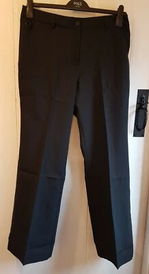 Womens Dimensions Corporatewear Black Smart Work Uniform Trousers 18, R 30" NEW