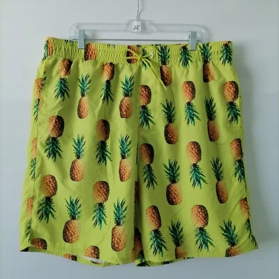 Baúl de baño Old Navy para hombre verde neón tiro alto con cordón estampado de piña talla XL Foto 1 de 4