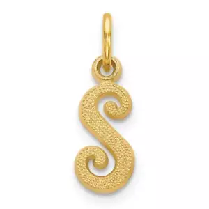 14K Gold Script Letter S Initial Charm - Picture 1 of 2