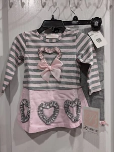 Conjunto de ropa de juego de pana con apliques de corazón de San Valentín Bonnie Jean para bebés niñas - Imagen 1 de 6