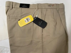 Greg Norman Golf Pants Beige Micro Fiber Pleated Pants W34xL30 Style G7BAP412 - Picture 1 of 5