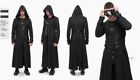 Manteau à capuche réglable mode diable noir gothique punk décoration corde pour hommes