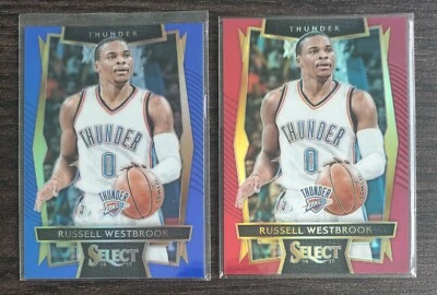 2016-17 PANINI SELECT BASKETBALL NBA RUSSELL WESTBROOK MAROON /175 BLUE /299 LOT - Image 1 of 2