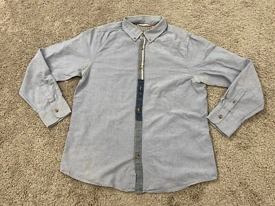 Camisa Five Four Abotonada Para Hombre Grande Denim Azul Informal Oficina Algodón Foto 1 de 4