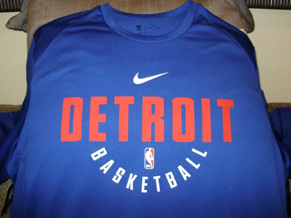 NBA Detroit Pistons Nike Dry Dri-fit Long Sleeve Practice Shirt Jersey Men's 2xl