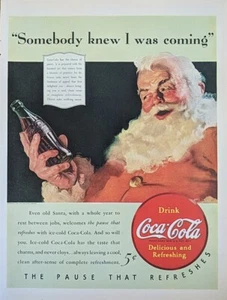 1940 Santa Coca Cola Pre WW2 Print Advertisement, Somebody Knew - Picture 1 of 1